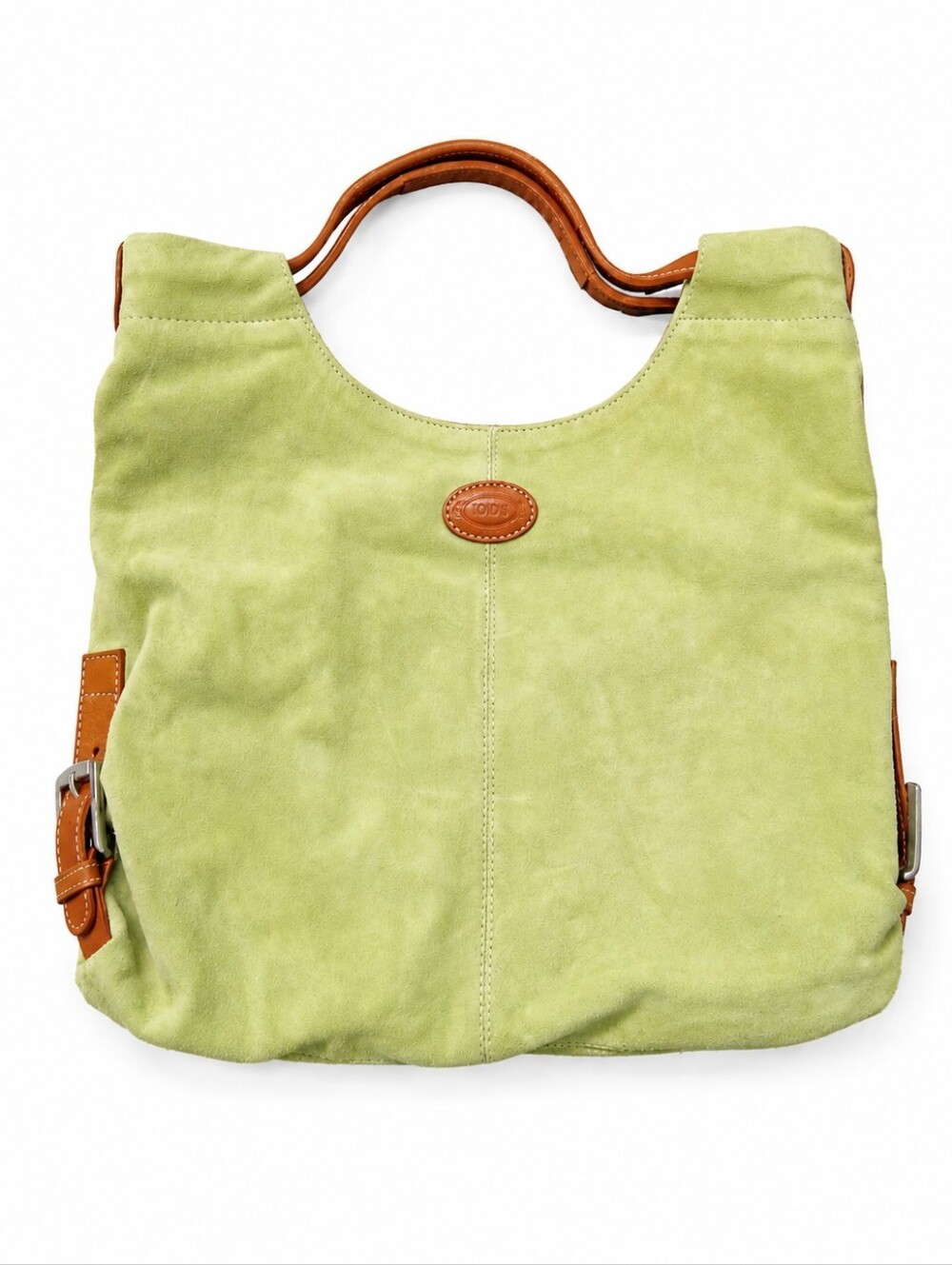 Vintage Tod’s Lime Green Suede Leather Hobo Shoulder Bag Y2K Italian Designer